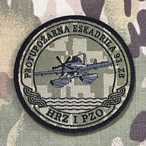 Croatia Military Velcro Patch Croatian Air Force - 855. Fire Fighting Squadron - HRZ i PZO - Zadar - Digital Green - nášivka
