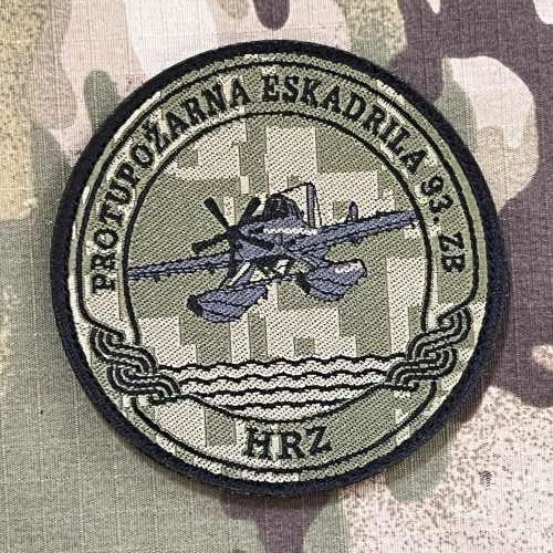 Croatia Military Velcro Patch Croatian Air Force - 855. Fire Fighting Squadron - HRZ - Zadar - Digital Green - nášivka