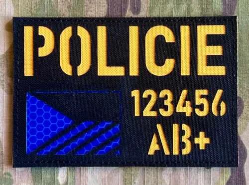 Action LaserCut Patch - ID Panel 120x80 Custom Made - POLICIE - Czech Flag - Black - nášivka