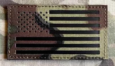 Action LaserCut Patch - USA Flag - Medium - ERDL Green - nášivka