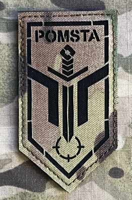 Ukrajina Military Velcro Patch 3rd Assault Brigade Unmanned Systems Battalion Pomsta LaserCut - Multicam - nášivka