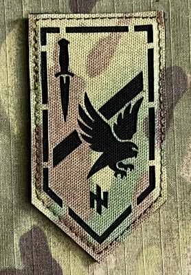Ukrajina Military Velcro Patch 3rd Separate Assault Brigade - 1st Assault Infantry Battalion - Reconnaissance Platoon LaserCut - Multicam - nášivka
