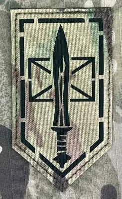 Ukrajina Military Velcro Patch 3rd Separate Assault Brigade - International Rifle Battalion - 1st Rifle Company LaserCut - Multicam - nášivka