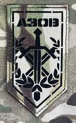 Ukrajina Military Velcro Patch 1st AZOV Corps - 12th Special Forces Brigade AZOV - 3nd International Battalion LaserCut - Multicam - nášivka