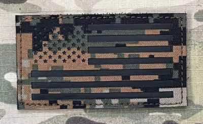 Action LaserCut Patch - USA Flag - Medium - MARPAT Woodland - nášivka