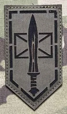 Ukrajina Military Velcro Patch 3rd Separate Assault Brigade - International Rifle Battalion - 1st Rifle Company LaserCut - Ranger Green - nášivka