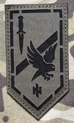 Ukrajina Military Velcro Patch 3rd Separate Assault Brigade - 1st Assault Infantry Battalion - Reconnaissance Platoon LaserCut - Ranger Green - nášivka