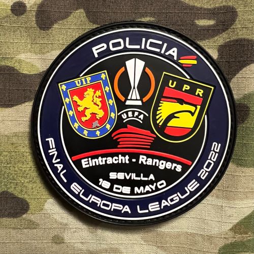 PoliceFirePatches Spain Policia Nacional - Final Europa League 2022 - Eintracht-Rangers - Sevilla PVC - nášivka