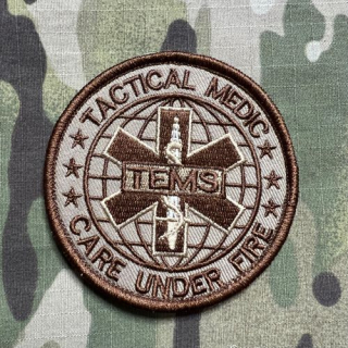 YJPF TEMS - Tactical Medic - Care Under Fire Patch - Desert - nášivka