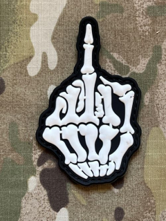NoName Skeleton Fuck Off PVC Patch - Black/GID - nášivka