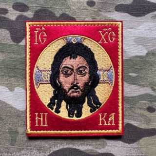NoName Russian Orthodox Icon Jesus Christ Patch - Red - nášivka