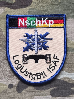 German Patch Bundeswehr ISAF - NschKp LogUstgBtl - Nachschubkompanie Logistische Unterstützungsbataillon - Desert - Velcro - nášivka