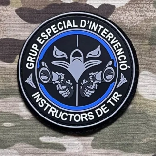 PoliceFirePatches Spain Mossos d'Esquadra - GEI - Grup Especial d'Intervenció - Instructors de Tir PVC Patch - Blue Line - nášivka