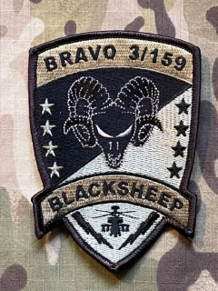 US. Army - 159th Aviation Regiment - 3rd Squadron - Bravo Company - Blacksheep Patch - Olive - nášivka