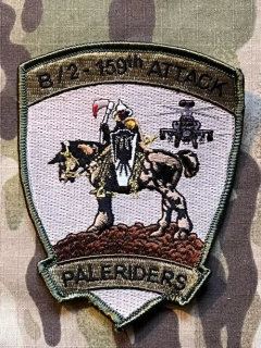US. Army - 159th Aviation Regiment - 2nd Squadron - Bravo Company - Paleriders Patch - Olive - nášivka