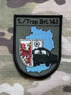 German Patch Bundeswehr 5./TrspBtl 143 - 5./Transportbataillon 143 - Olive - nášivka