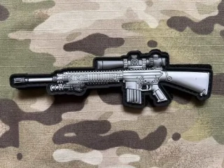 NoName Tactical Gun PVC Patch - SR25 - Grey - nášivka