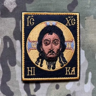 NoName Russian Orthodox Icon Jesus Christ Patch - Black - nášivka