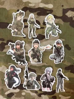 NoName Stickers Army Anime Girl Mini Stickers Set 4 - samolepky