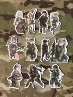NoName Stickers Army Anime Girl Mini Stickers Set 5 - samolepky