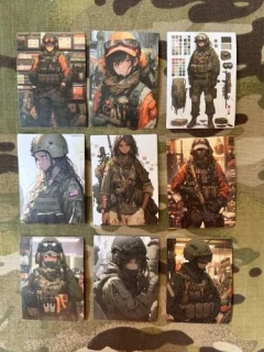 NoName Stickers Army Anime Girl Mini Stickers Set 6 - samolepky