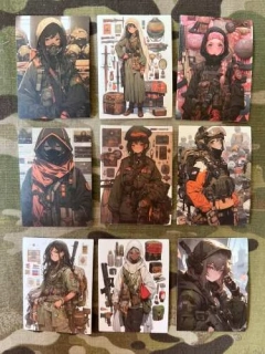 NoName Stickers Army Anime Girl Mini Stickers Set 9 - samolepky