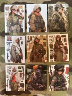 NoName Stickers Army Anime Girl Mini Stickers Set 11 - samolepky
