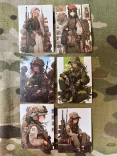 NoName Stickers Army Anime Girl Mini Stickers Set 12 - samolepky