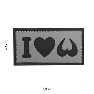 101inc I Love Boobies PVC Patch - Grey - nášivka