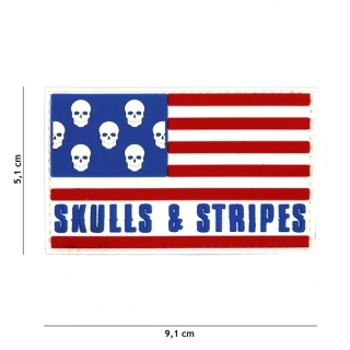101inc Skulls & Stripes - Big Skull PVC Patch - nášivka