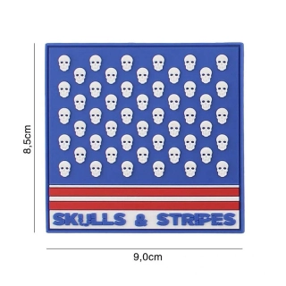 101inc Skulls & Stripes Square PVC Patch - nášivka