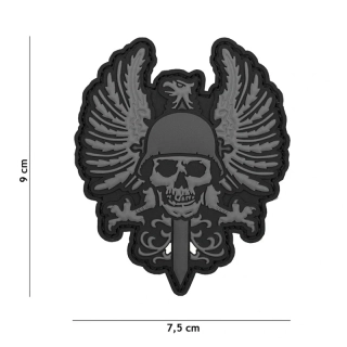 101inc Spanish Skull PVC Patch - Grey - nášivka