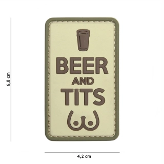 101inc Beer and Tits PVC Patch - Coyote - nášivka