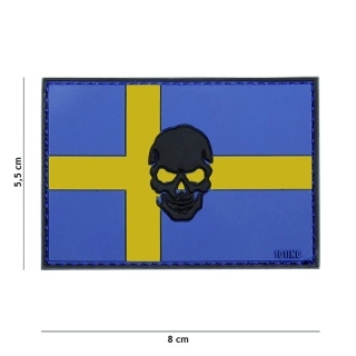101inc Sweden Skull Flag PVC Patch - nášivka