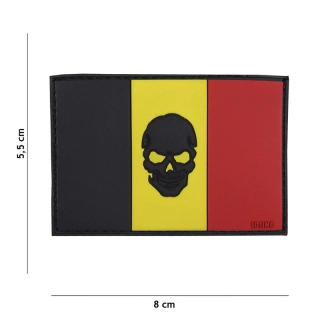 101inc Belgium Skull Flag PVC Patch - nášivka
