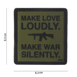 101inc Make love loudly PVC Patch - Green - nášivka