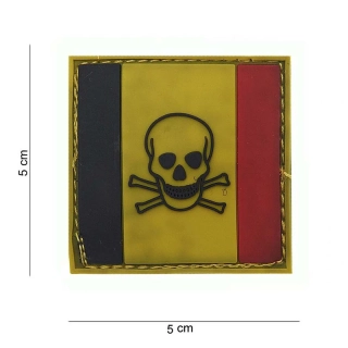 101inc Belgium skull and bones PVC Patch - nášivka