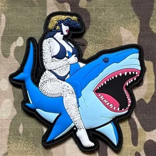 NoName Tactical Girl - Shark Ride PVC Patch - GID/Blue - nášivka