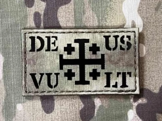 TF LaserCut Patch Deus Vult Cross Flag Infra - A-TACS FG - nášivka