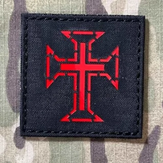 TF LaserCut Patch Military Order of Christ Cross Reflex - Black/Reflex Red - nášivka