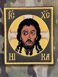 NoName Russian Orthodox Icon Jesus Christ Patch - Olive - nášivka