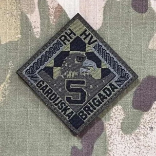 Croatia Military Velcro Patch 5. Gardijska Brigada - Sokolovi - Olive - nášivka