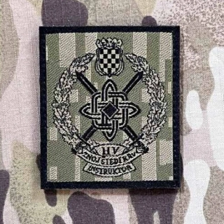 Croatia Military Velcro Patch Educational Center Marko Babič - Instructor HV - Sweat Saves Blood - Digital Green - nášivka