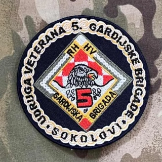 Croatia Military Patch 5. Gardijska Brigada - Sokolovi - Veterans association - Color - nášivka