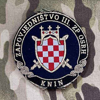 Croatia Military Patch 3rd HQ Military District - 3. ZP OSRH - Knin - Color - nášivka