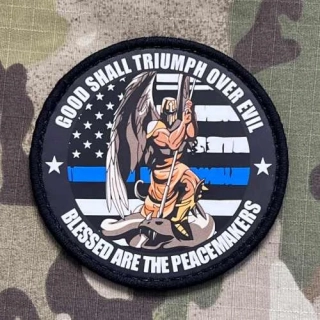 NoName USA Flag Blue Line - Good Shall Triumph Over Evil Print Patch - nášivka