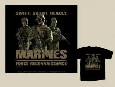 MilPictures T-Shirt Marines - Force Reconnaissance - L - triko
