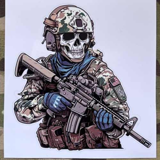 NoName Stickers Skull US Solder - samolepky