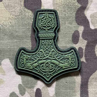 NoName Viking Mjolnir PVC Patch - Green - nášivka