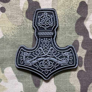 NoName Viking Mjolnir PVC Patch - Grey - nášivka